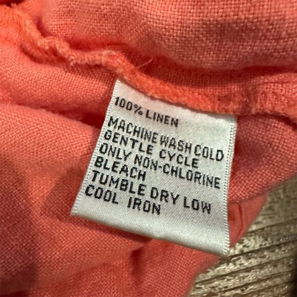 Talbots 100% Irish Linen Belted Shirt Dress Coral Size 10 Knee Length Comfort - Picture 7 of 10